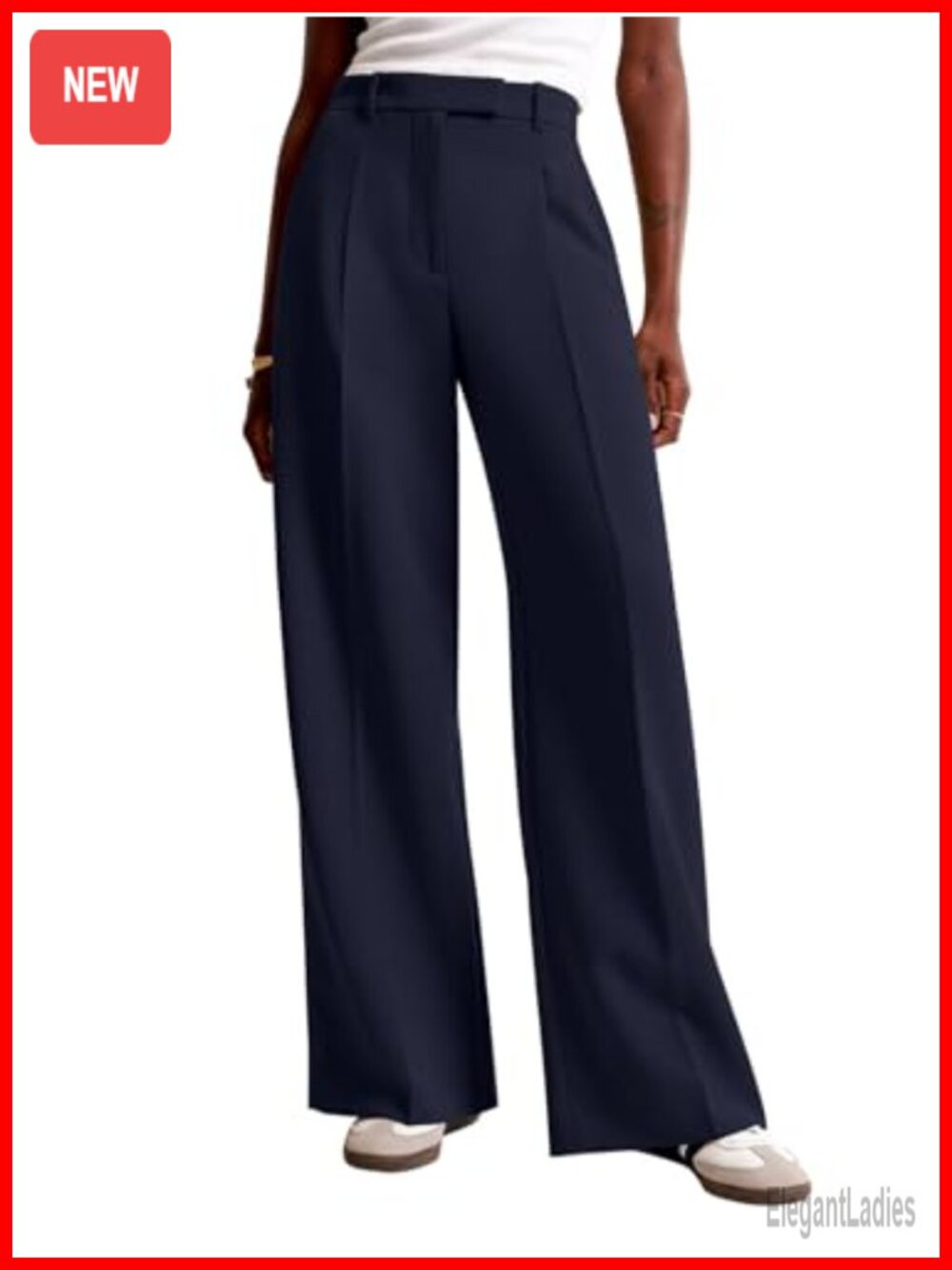 Wide Leg High Waisted Dress Trousers with Pockets Tailored Work Pants